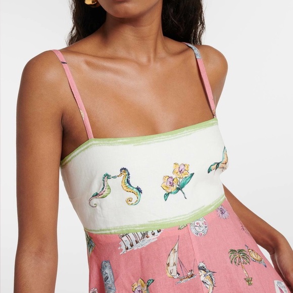 NWOT ALEMAIS printed linen midi dress US size 4 - Picture 5 of 8